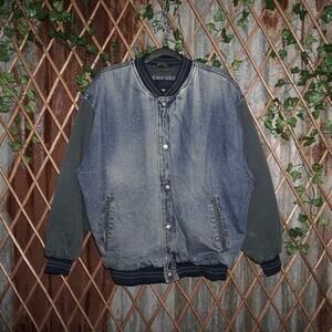 Large - Vintage Y2K button up bomber 1990s Letterman jacket